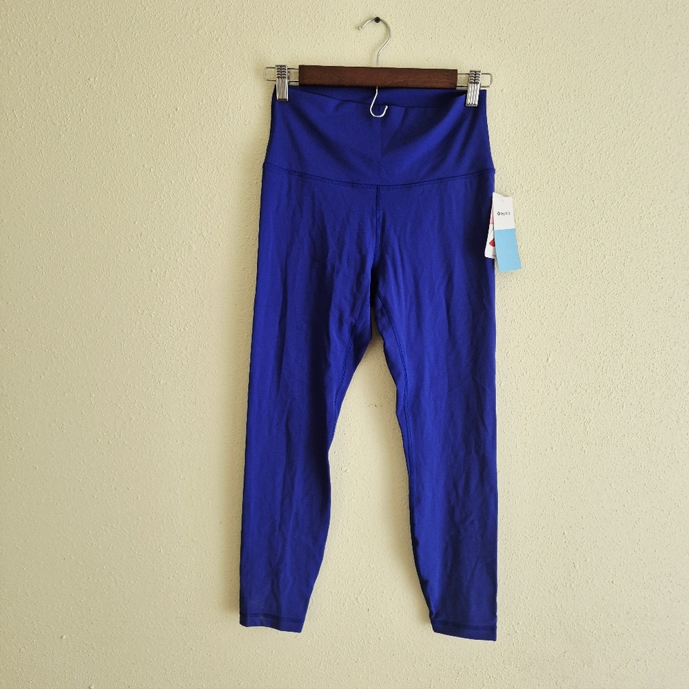 HeyNuts High Rise 25" Leggings 7/8 Blue Yoga Pants Size Medium